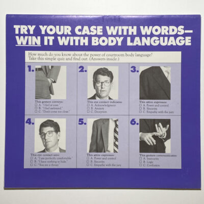 Brochure Try your case with words - win it with body language.